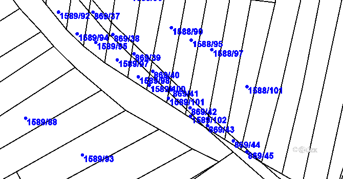 Parcela st. 869/41 v KÚ Nosislav, Katastrální mapa
