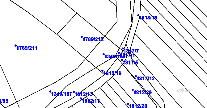 Parcela st. 1340/159 v KÚ Nosislav, Katastrální mapa