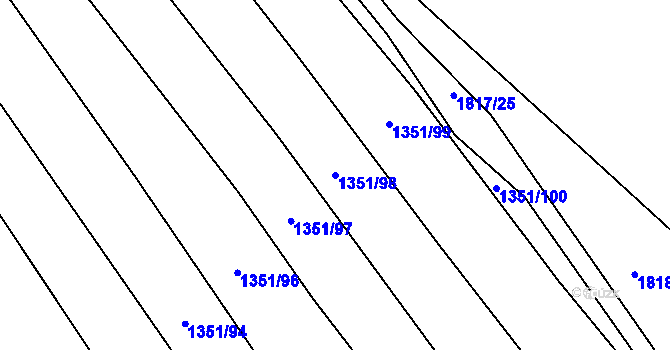 Parcela st. 1351/98 v KÚ Nosislav, Katastrální mapa