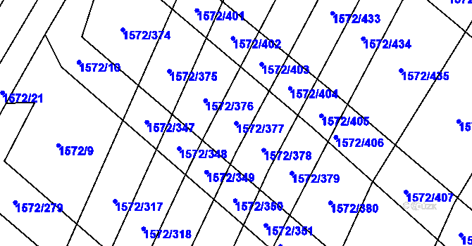 Parcela st. 1572/377 v KÚ Nosislav, Katastrální mapa
