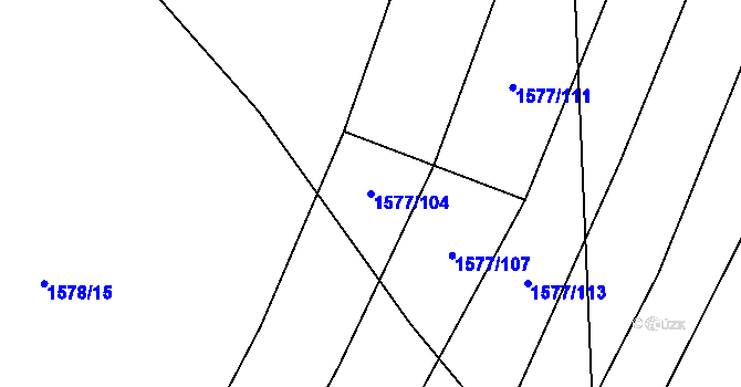 Parcela st. 1577/104 v KÚ Nosislav, Katastrální mapa