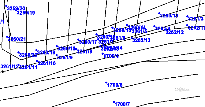 Parcela st. 1700/4 v KÚ Nosislav, Katastrální mapa