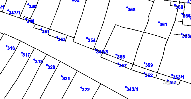 Parcela st. 343/5 v KÚ Nosislav, Katastrální mapa