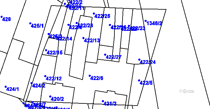 Parcela st. 422/27 v KÚ Nosislav, Katastrální mapa