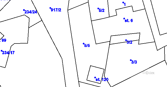 Parcela st. 5/5 v KÚ Noskov, Katastrální mapa