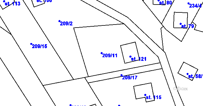 Parcela st. 209/11 v KÚ Noskov, Katastrální mapa