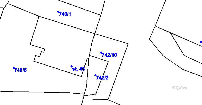 Parcela st. 742/10 v KÚ Noskov, Katastrální mapa