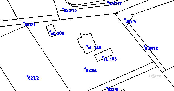 Parcela st. 145 v KÚ Nižní Lhoty, Katastrální mapa