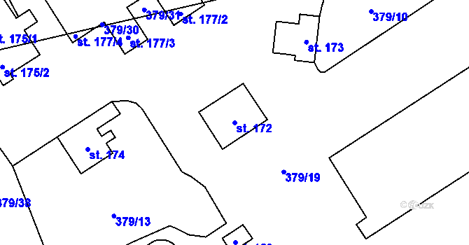 Parcela st. 172 v KÚ Nižní Lhoty, Katastrální mapa