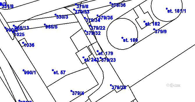Parcela st. 179 v KÚ Nižní Lhoty, Katastrální mapa