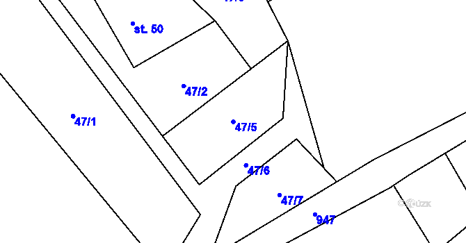 Parcela st. 47/5 v KÚ Nižní Lhoty, Katastrální mapa