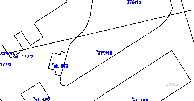 Parcela st. 379/10 v KÚ Nižní Lhoty, Katastrální mapa
