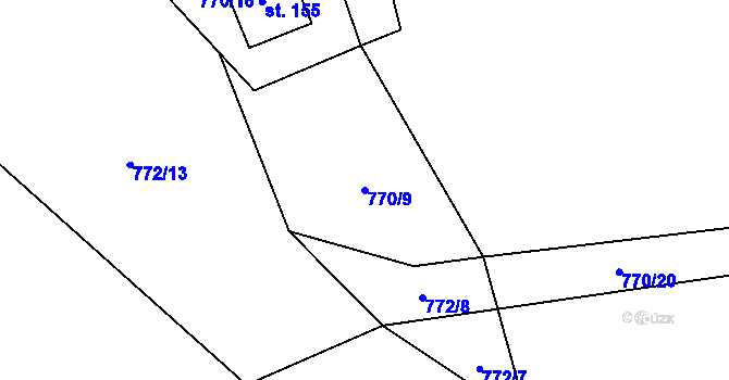 Parcela st. 770/9 v KÚ Nižní Lhoty, Katastrální mapa