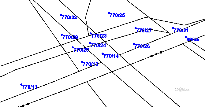 Parcela st. 770/14 v KÚ Nižní Lhoty, Katastrální mapa