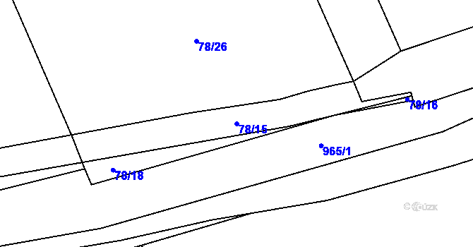 Parcela st. 78/15 v KÚ Nižní Lhoty, Katastrální mapa