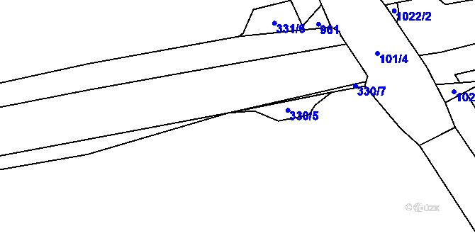 Parcela st. 330/8 v KÚ Nižní Lhoty, Katastrální mapa