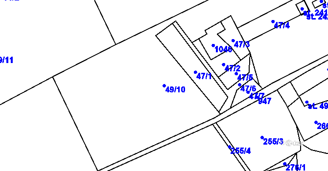 Parcela st. 49/10 v KÚ Nižní Lhoty, Katastrální mapa