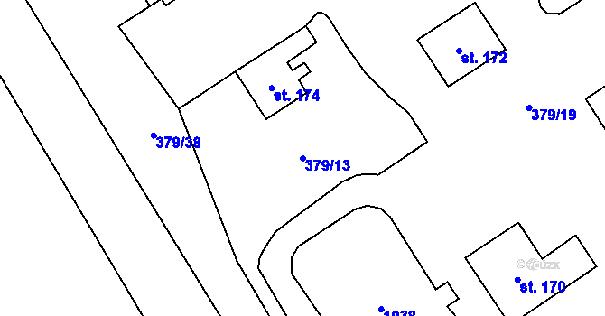 Parcela st. 379/13 v KÚ Nižní Lhoty, Katastrální mapa
