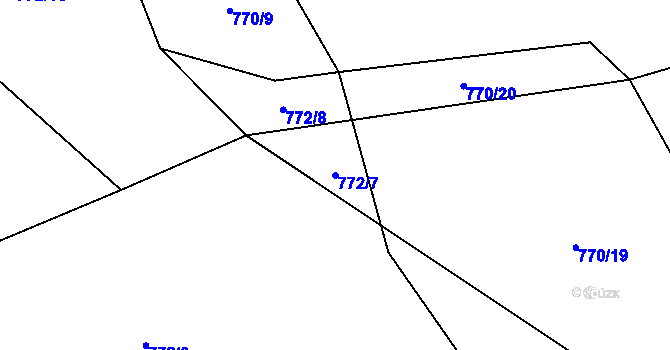 Parcela st. 772/7 v KÚ Nižní Lhoty, Katastrální mapa