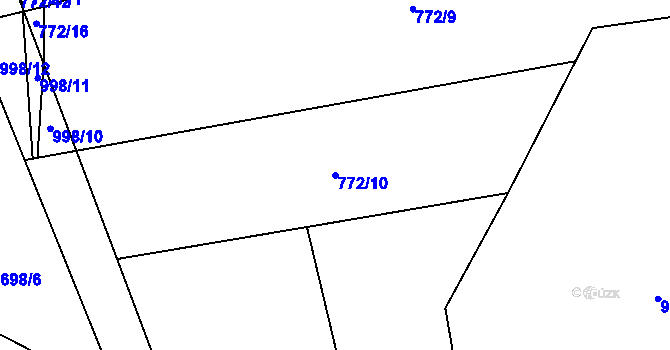 Parcela st. 772/10 v KÚ Nižní Lhoty, Katastrální mapa