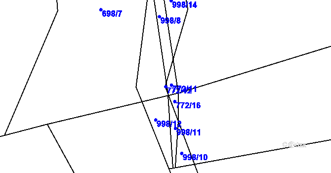 Parcela st. 772/12 v KÚ Nižní Lhoty, Katastrální mapa