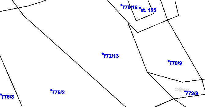 Parcela st. 772/13 v KÚ Nižní Lhoty, Katastrální mapa
