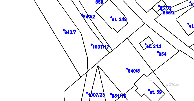 Parcela st. 851/13 v KÚ Nižní Lhoty, Katastrální mapa
