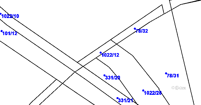 Parcela st. 1022/12 v KÚ Nižní Lhoty, Katastrální mapa