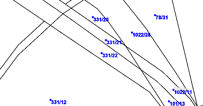 Parcela st. 331/22 v KÚ Nižní Lhoty, Katastrální mapa