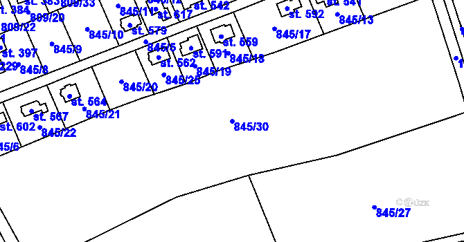 Parcela st. 845/30 v KÚ Nošovice, Katastrální mapa