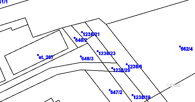 Parcela st. 1238/23 v KÚ Nošovice, Katastrální mapa