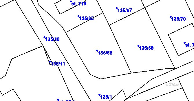 Parcela st. 135/66 v KÚ Nošovice, Katastrální mapa