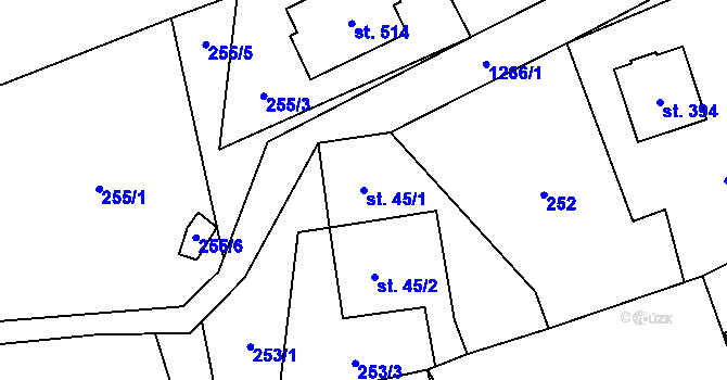 Parcela st. 45/1 v KÚ Nošovice, Katastrální mapa
