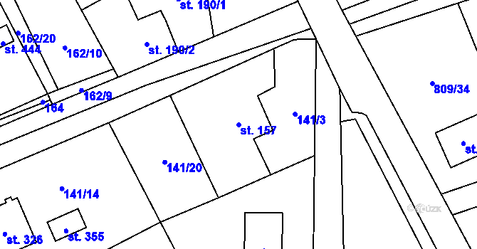 Parcela st. 157 v KÚ Nošovice, Katastrální mapa