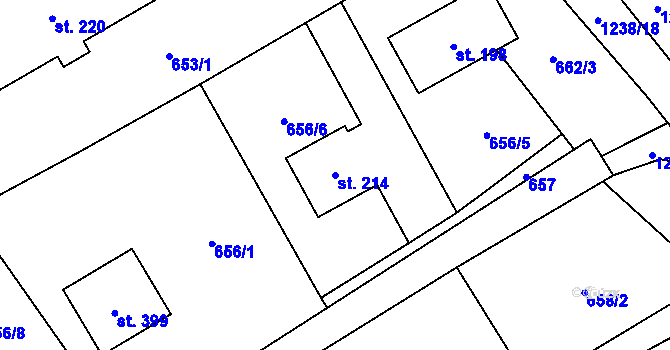Parcela st. 214 v KÚ Nošovice, Katastrální mapa