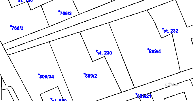 Parcela st. 230 v KÚ Nošovice, Katastrální mapa