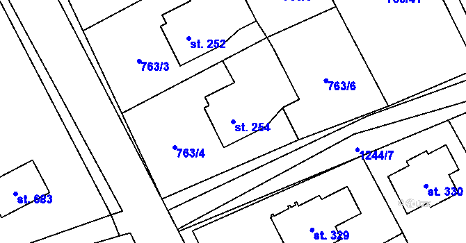 Parcela st. 254 v KÚ Nošovice, Katastrální mapa