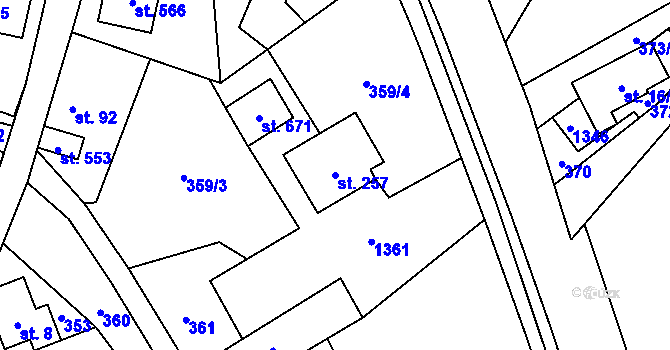 Parcela st. 257 v KÚ Nošovice, Katastrální mapa
