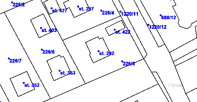 Parcela st. 292 v KÚ Nošovice, Katastrální mapa