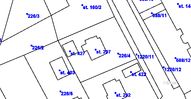 Parcela st. 297 v KÚ Nošovice, Katastrální mapa