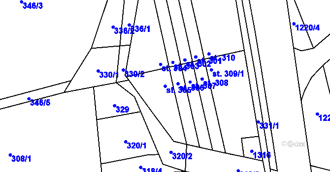 Parcela st. 305 v KÚ Nošovice, Katastrální mapa