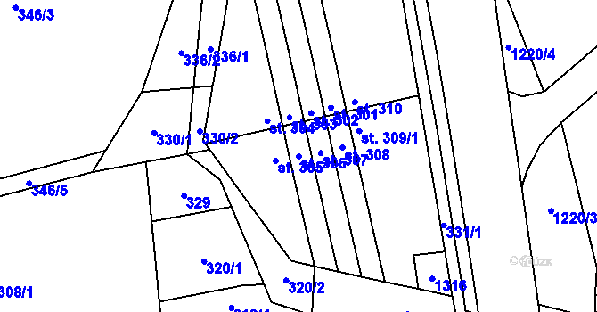 Parcela st. 306 v KÚ Nošovice, Katastrální mapa