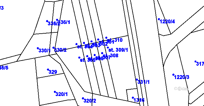 Parcela st. 308 v KÚ Nošovice, Katastrální mapa