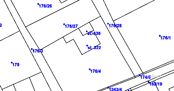 Parcela st. 322 v KÚ Nošovice, Katastrální mapa