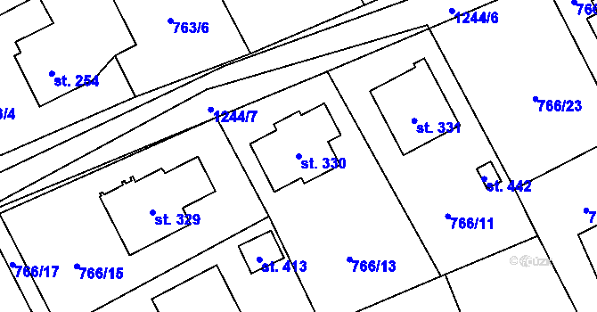 Parcela st. 330 v KÚ Nošovice, Katastrální mapa