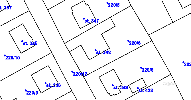 Parcela st. 348 v KÚ Nošovice, Katastrální mapa