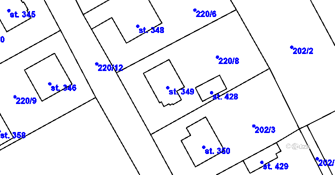 Parcela st. 349 v KÚ Nošovice, Katastrální mapa