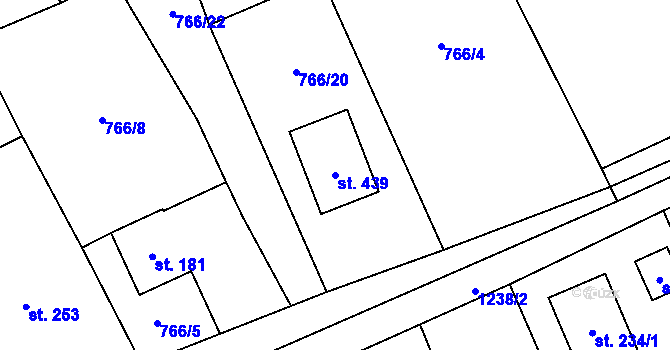 Parcela st. 439 v KÚ Nošovice, Katastrální mapa