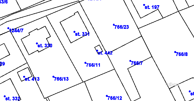 Parcela st. 442 v KÚ Nošovice, Katastrální mapa