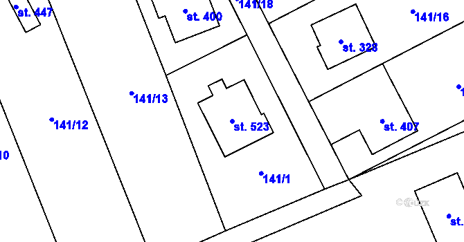 Parcela st. 523 v KÚ Nošovice, Katastrální mapa